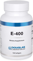 Douglas Laboratories E-400 bottle showing capsules for antioxidant support.