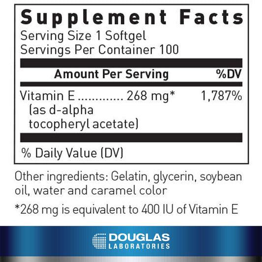 Closeup of E-400 capsules signaling vitamin E for cellular protection.