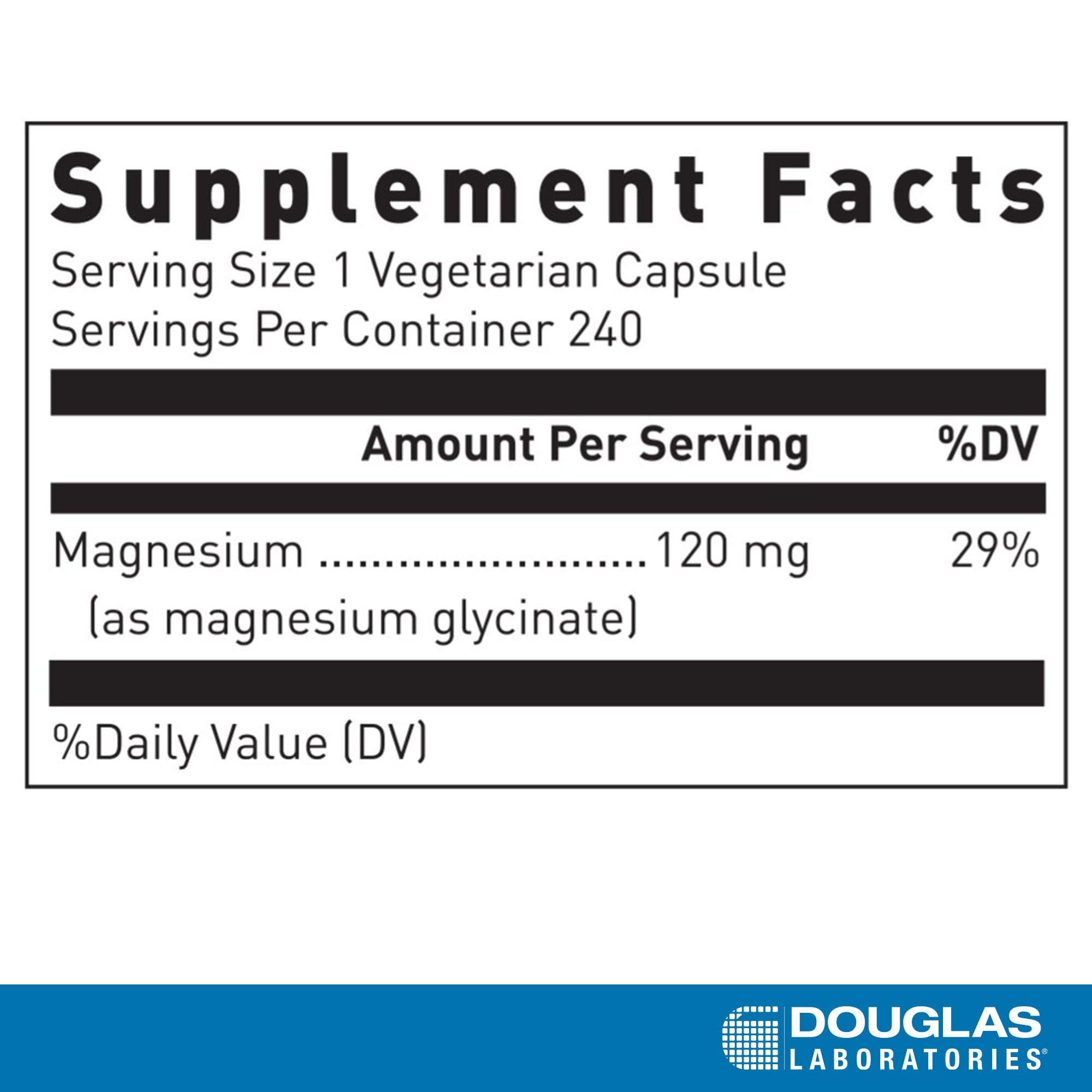 Douglas Laboratories Magnesium Glycinate tablet close-up showing easy-to-swallow design