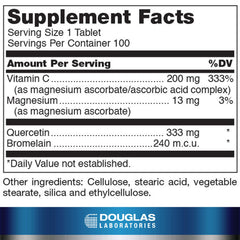 Douglas Laboratories Quercetin Bromelain Complex capsules close-up showing easy-to-swallow format for daily use.
