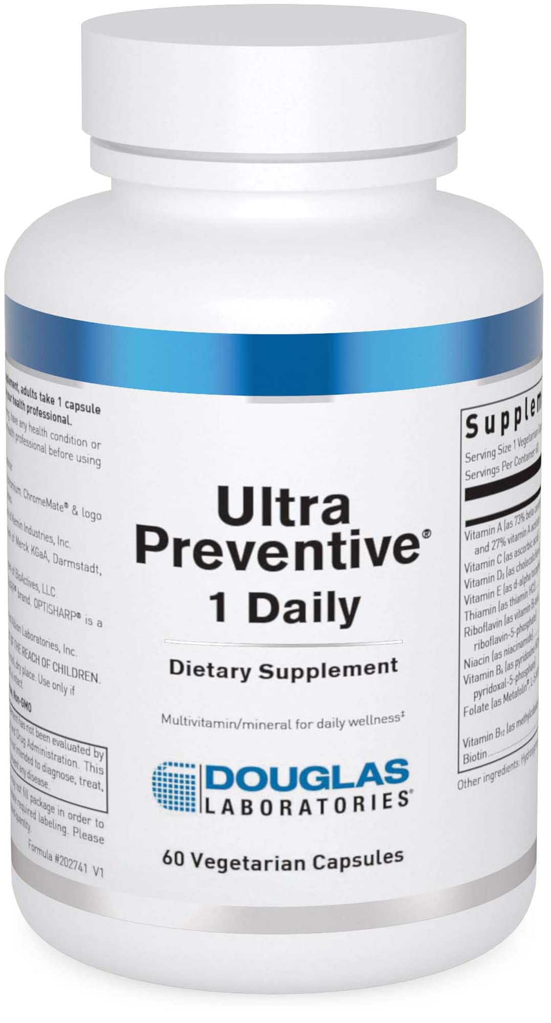 Douglas Laboratories Ultra Preventive 1 Daily bottle front shows tablets for daily energy support.