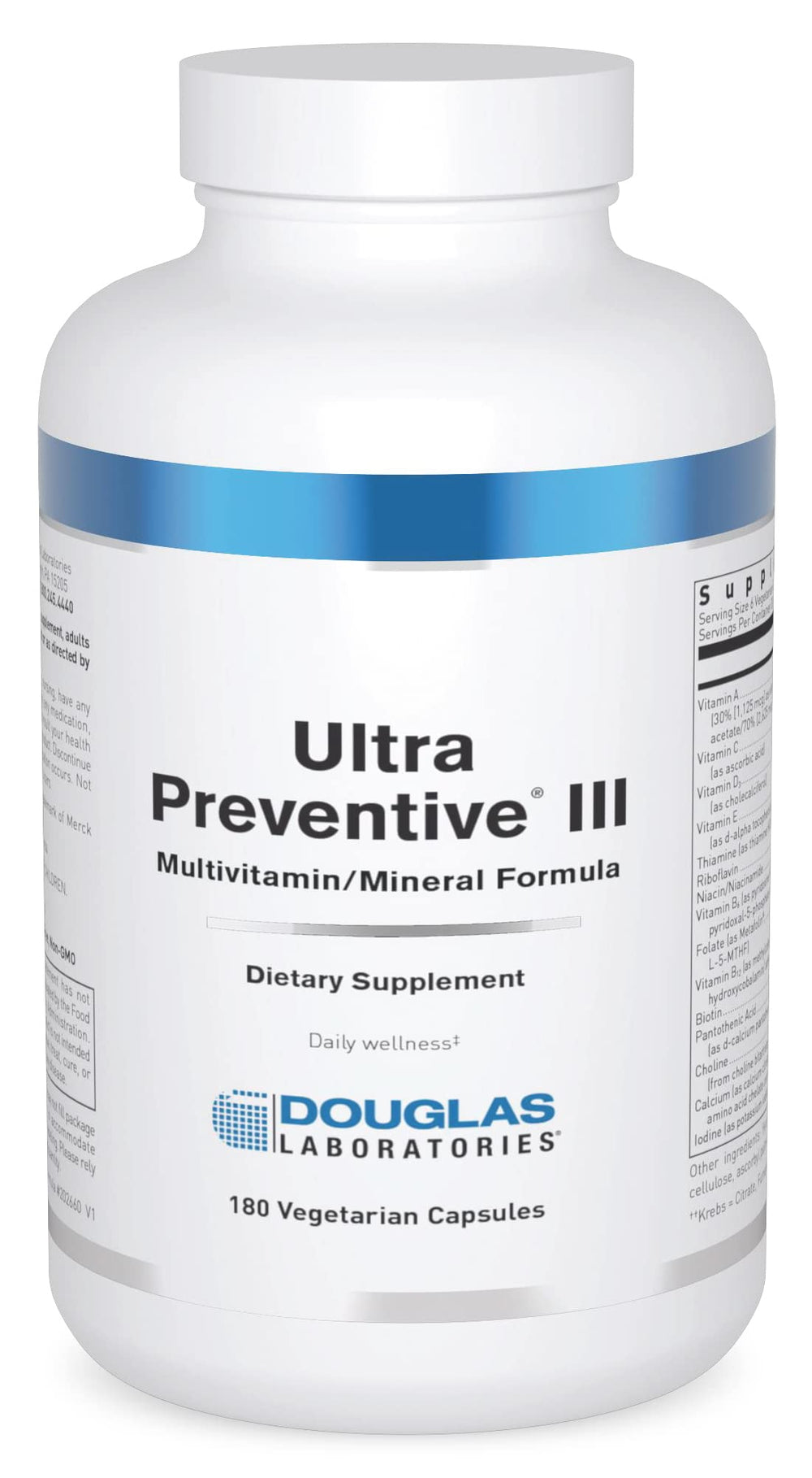Douglas Laboratories Ultra Preventive III bottle front view supports daily nutrition.