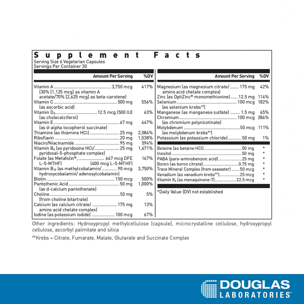 Douglas Laboratories Ultra Preventive III capsules close-up show bioavailable nutrients.