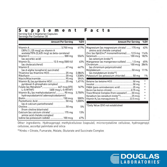 Douglas Laboratories Ultra Preventive III capsules close-up show bioavailable nutrients.