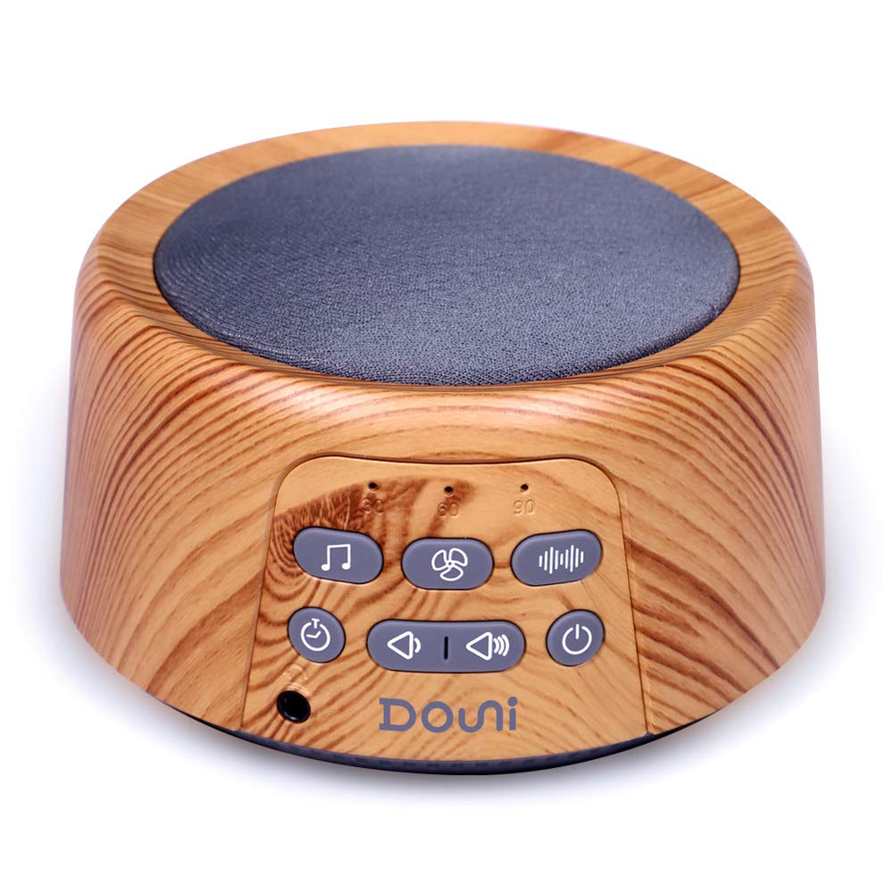 Douni Sleep Sound Machine wood-grain design creates a calming ambiance for any room.