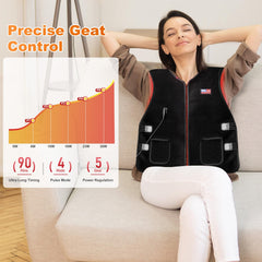 Dowceivm red-light vest front view showing wide chest-to-hip coverage.