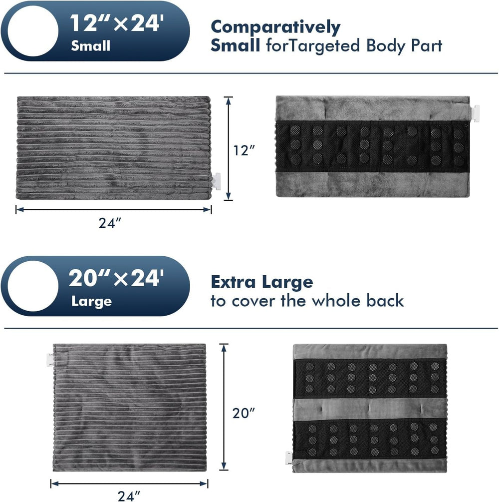Dowin 20x24 inch pad with soft fleece cover for cozy therapy.
