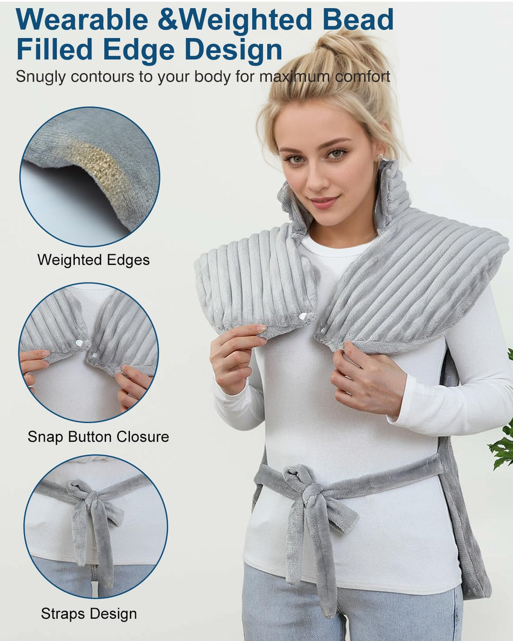 Dowin wearable design with secure straps keeps the pad in place during activities.