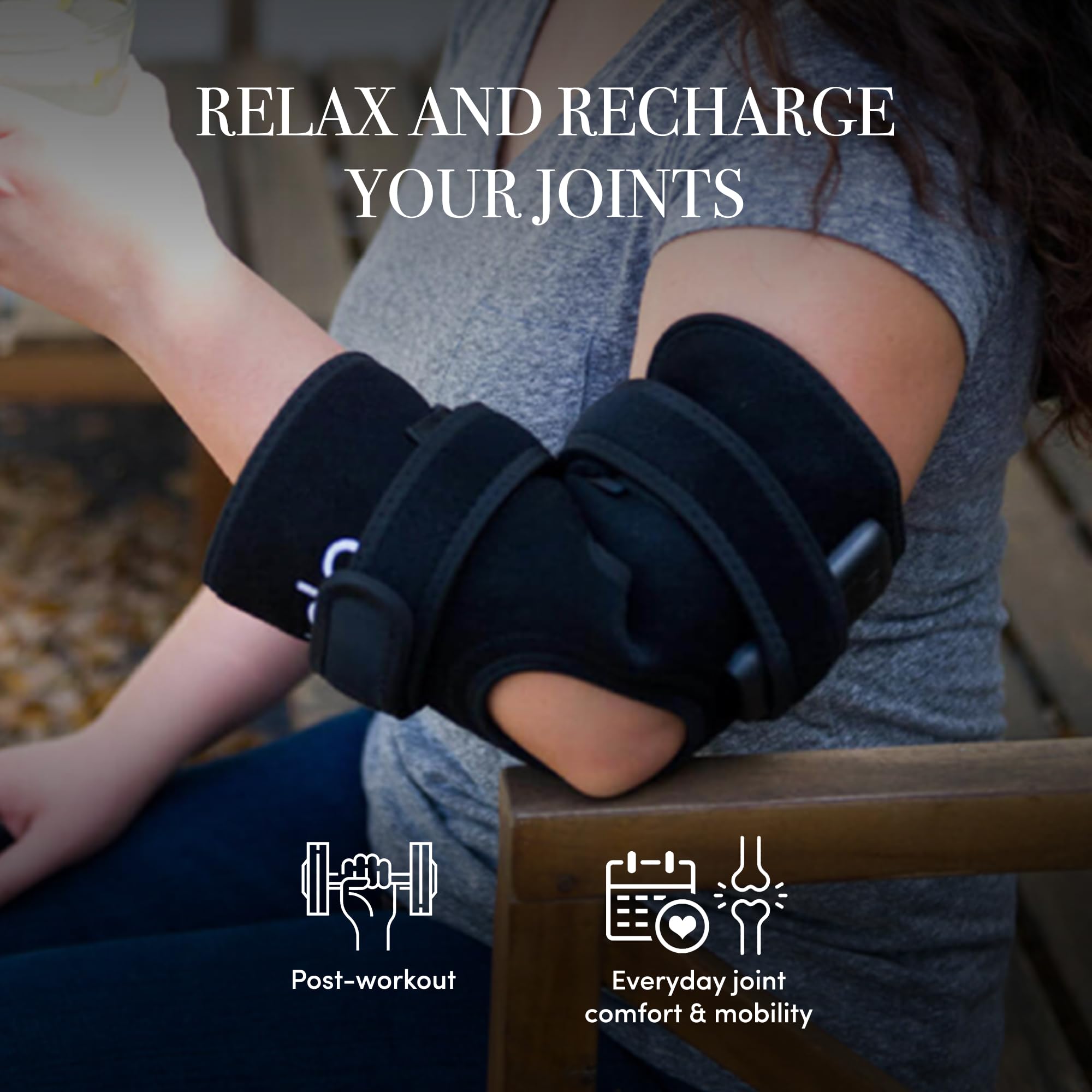 dpl Flex Joint Wrap on shoulder promoting soothing warmth and circulation