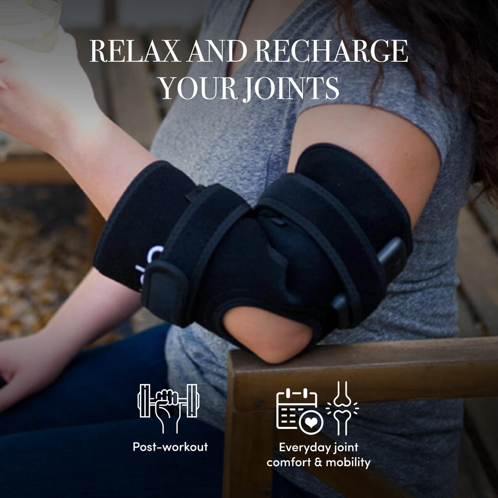dpl Flex Joint Wrap on shoulder promoting soothing warmth and circulation
