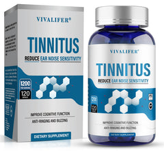DQII Tinnitus Relief bottle on shelf supports ear comfort and daily wellness.