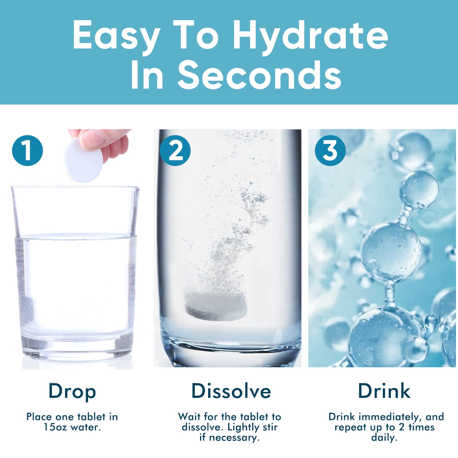 DQQI Hydrogen Tablets ingredients magnesium, supporting mineral balance during hydration.