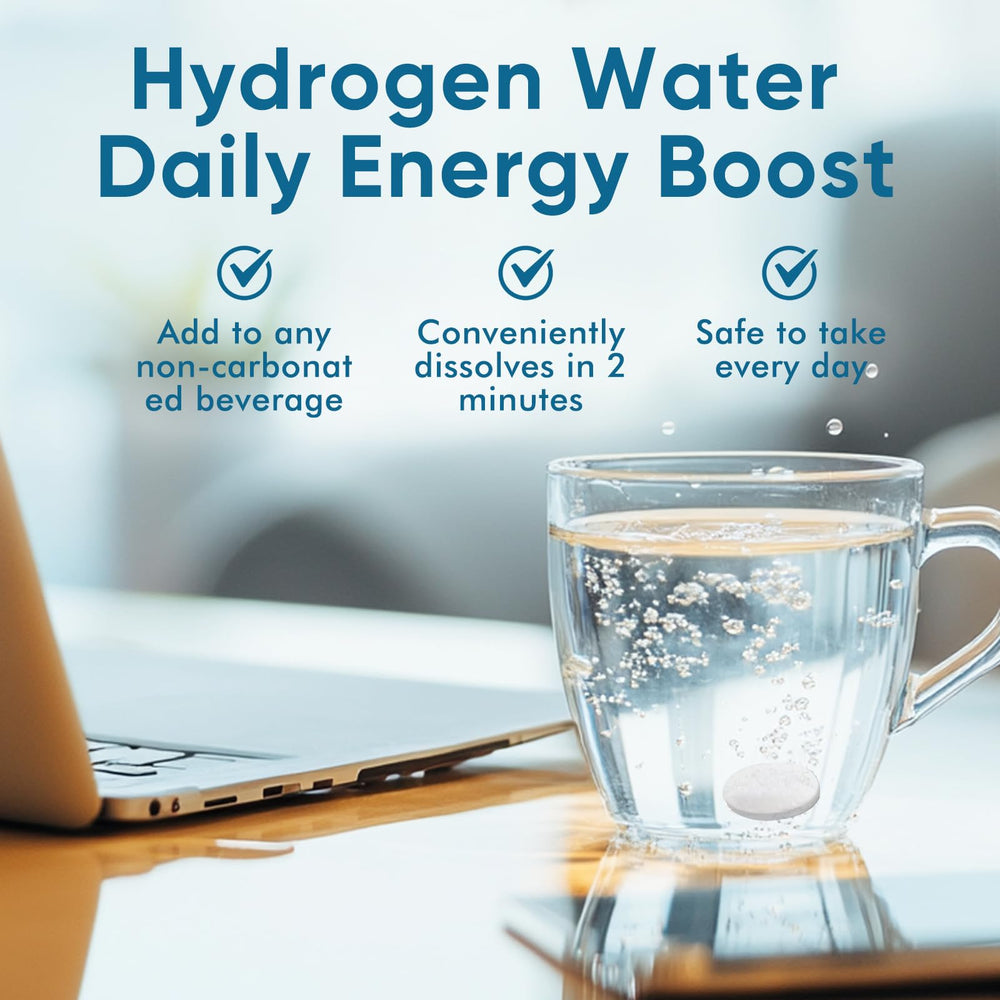 DQQI Hydrogen Tablets lifestyle-use scene, suggesting gym, office, or travel hydration.