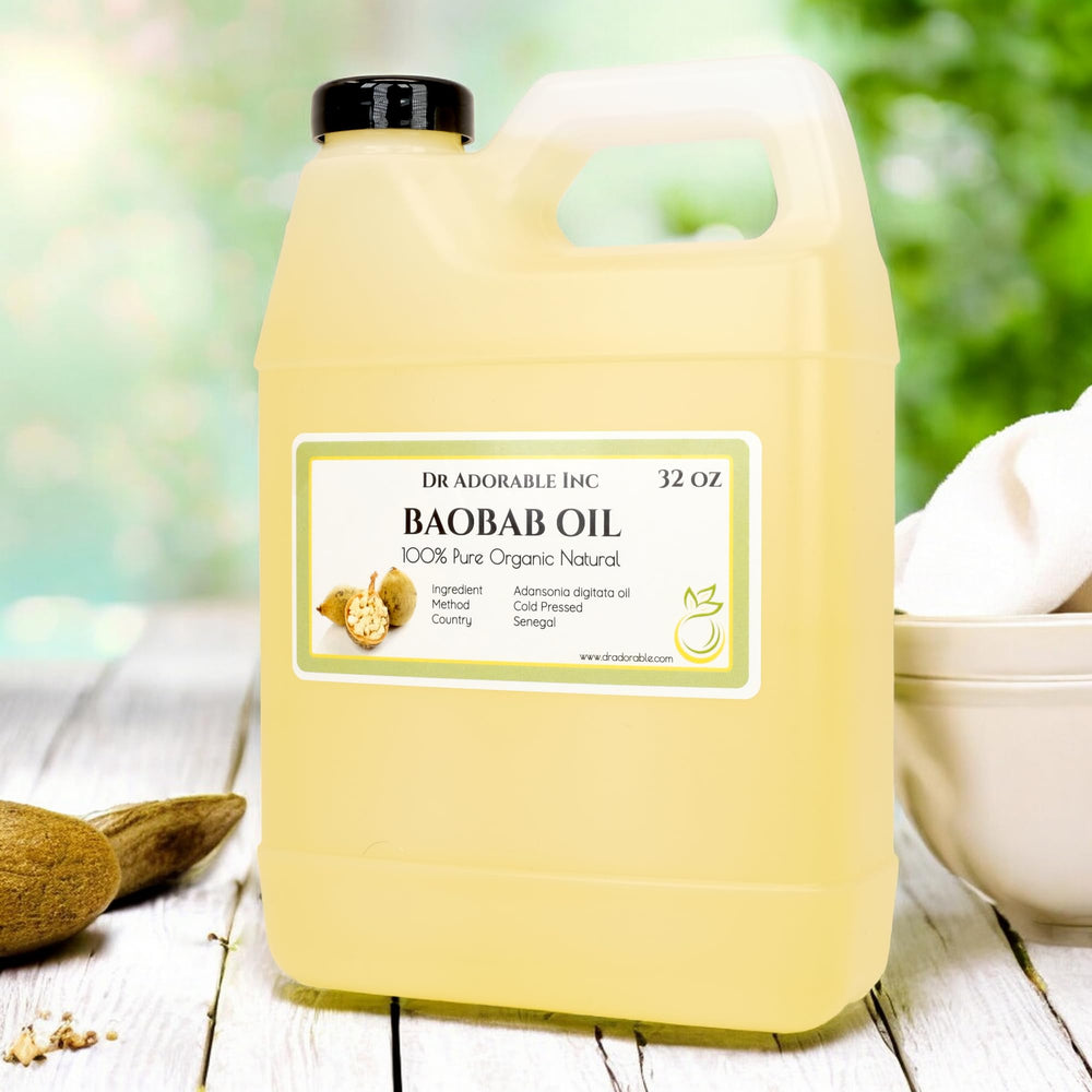Dr Adorable Baobab Oil 32oz amber glass highlights premium cold-pressed formula.