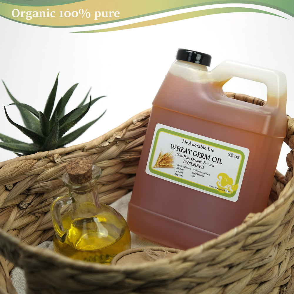 Dr Adorable Wheat Germ Oil amber bottle showing rich texture for deep hydration.