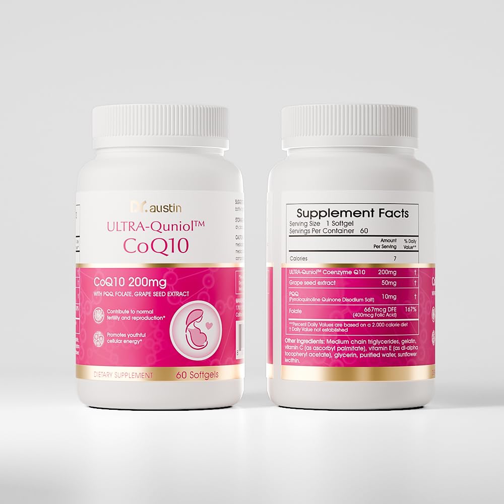 DR.AUSTIN CoQ10 bottle cap close up emphasizes premium packaging