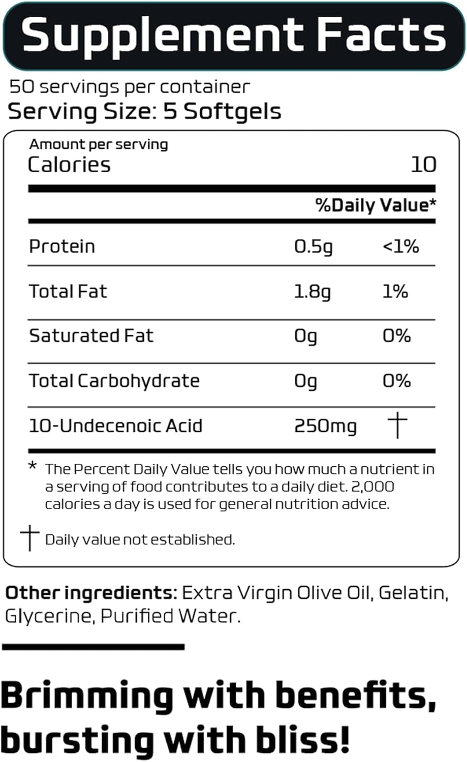 Dr B Supplements undecylenic acid ingredients panel highlighting premium formulation