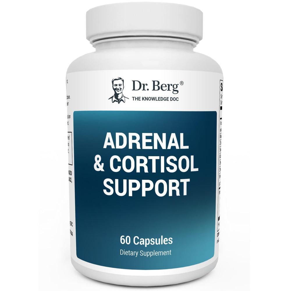 Dr. Berg Adrenal capsules bottle showcasing cortisol support packaging