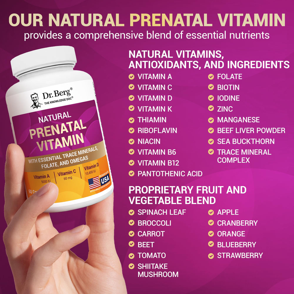 Dr. Berg Easy-to-swallow capsules for daily prenatal routine.