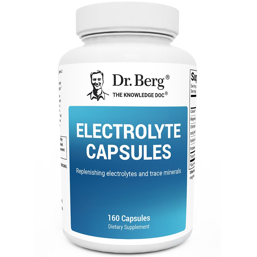 Dr. Berg Electrolyte Capsules bottle front view highlighting keto-friendly hydration.