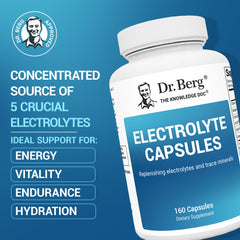 Label detail on Dr. Berg Electrolyte Capsules emphasizes sugar-free formula.