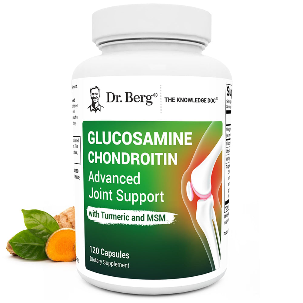 Dr. Berg Glucosamine bottle pour showing joint support in daily life