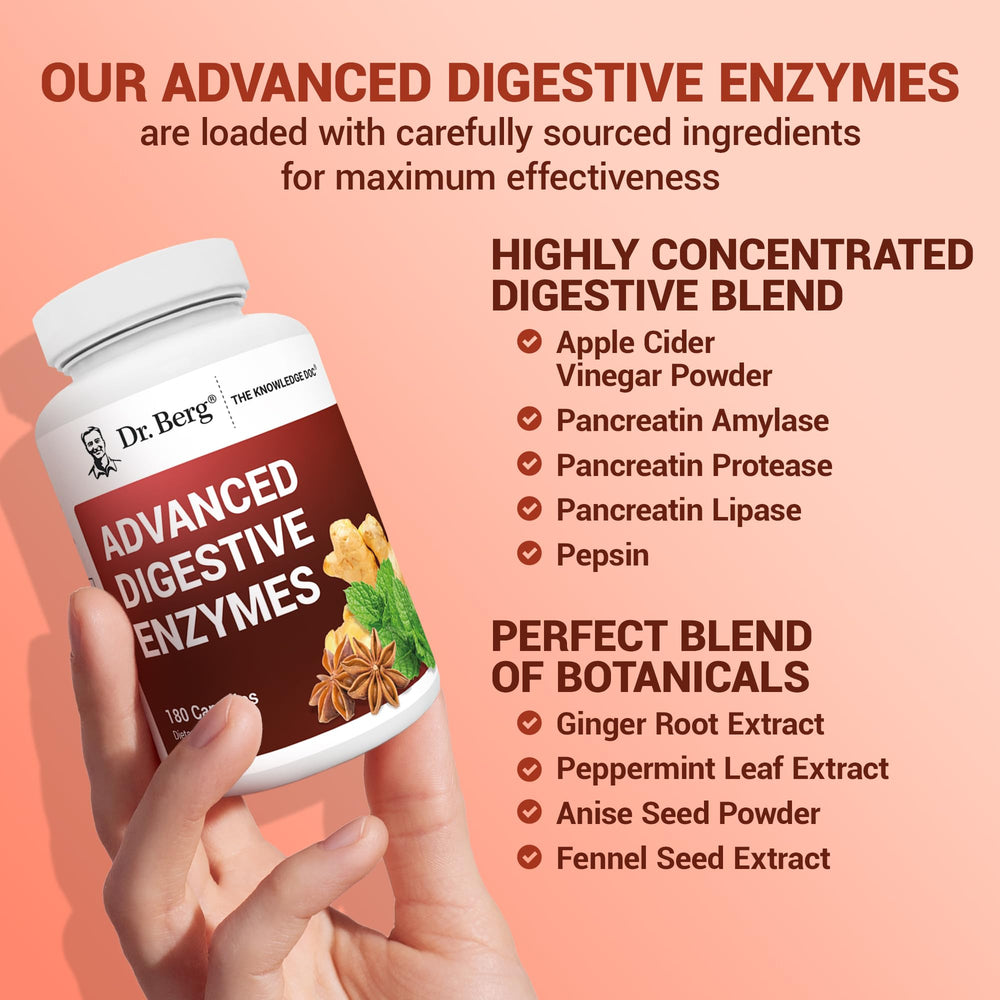 Dr. Berg ingredient panel closeup highlights betaine HCI and ACV for digestion support