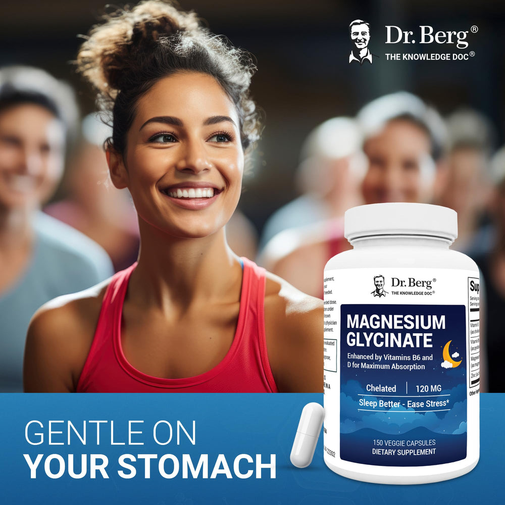 Dr. Berg Magnesium Glycinate label closeup with D3, B6, zinc.