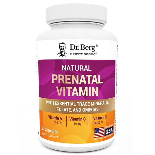 Dr. Berg Natural Prenatal bottle showing convenient daily capsules for mom-to-be.