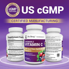 Dr. Berg Vitamin C Complex bottle on shelf highlights non-GMO, gluten-free.
