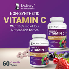Dr. Berg Vitamin C Complex wafers close-up shows tasty chewable format.
