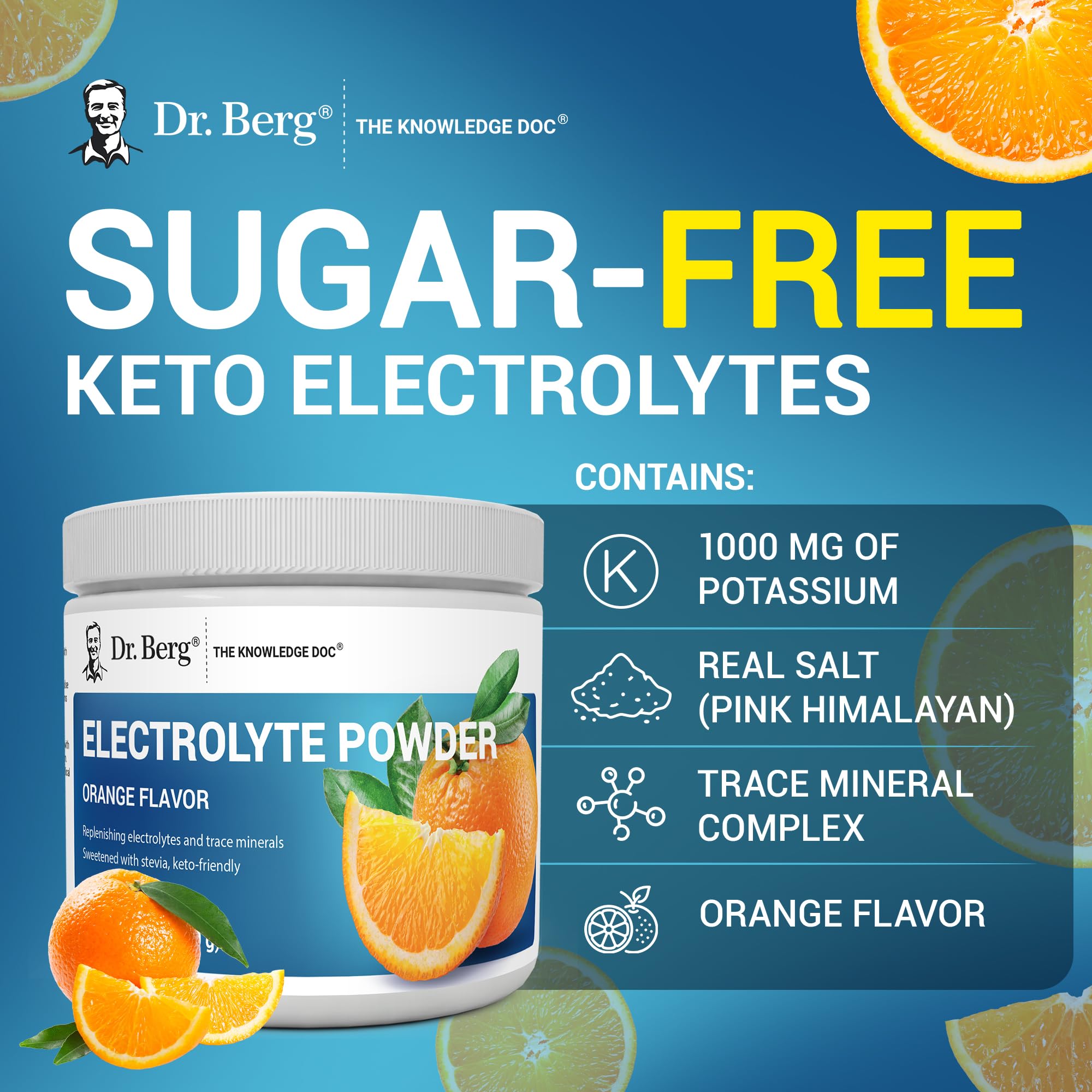 Dr. Berg Nutritionals tub with 50 servings for long-term hydration use.