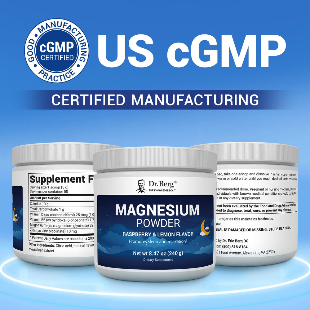 Dr. Berg Magnesium Glycinate Powder dissolved in glass for smooth texture