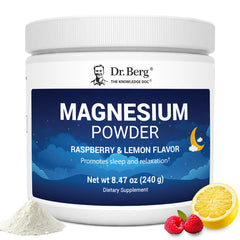 Dr. Berg Magnesium Glycinate Powder raspberry lemon flavor for calming evenings