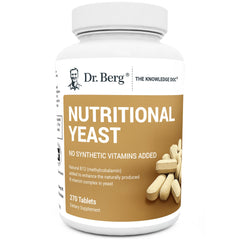 Dr. Berg Nutritionals yeast tablets bottle front with 270 vegan tablets for daily use.
