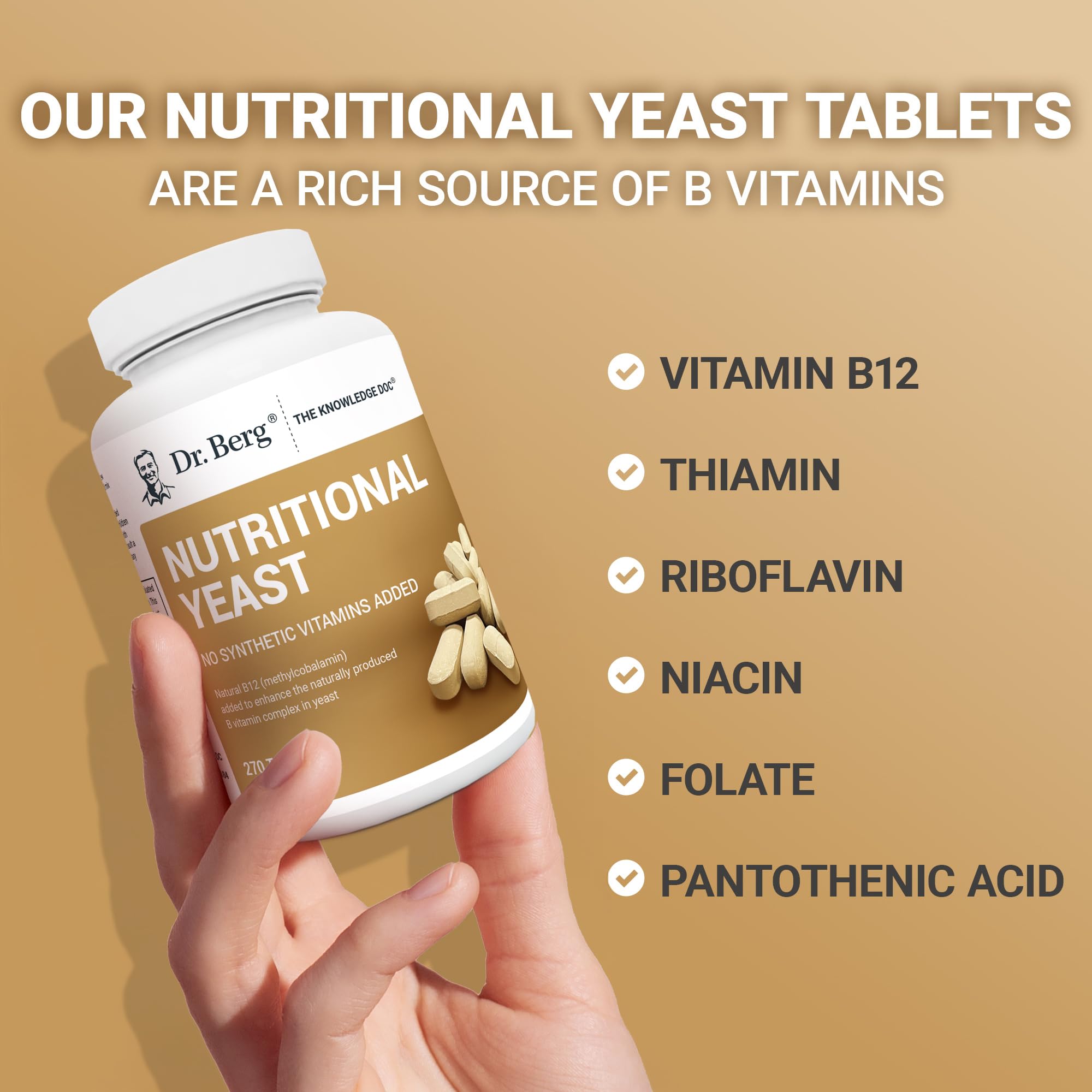 Dr. Berg yeast tablets natural minerals highlighted in the serving visuals.