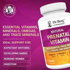 Dr. Berg Prenatal ingredients blend image highlighting folate, omegas, and superfoods.