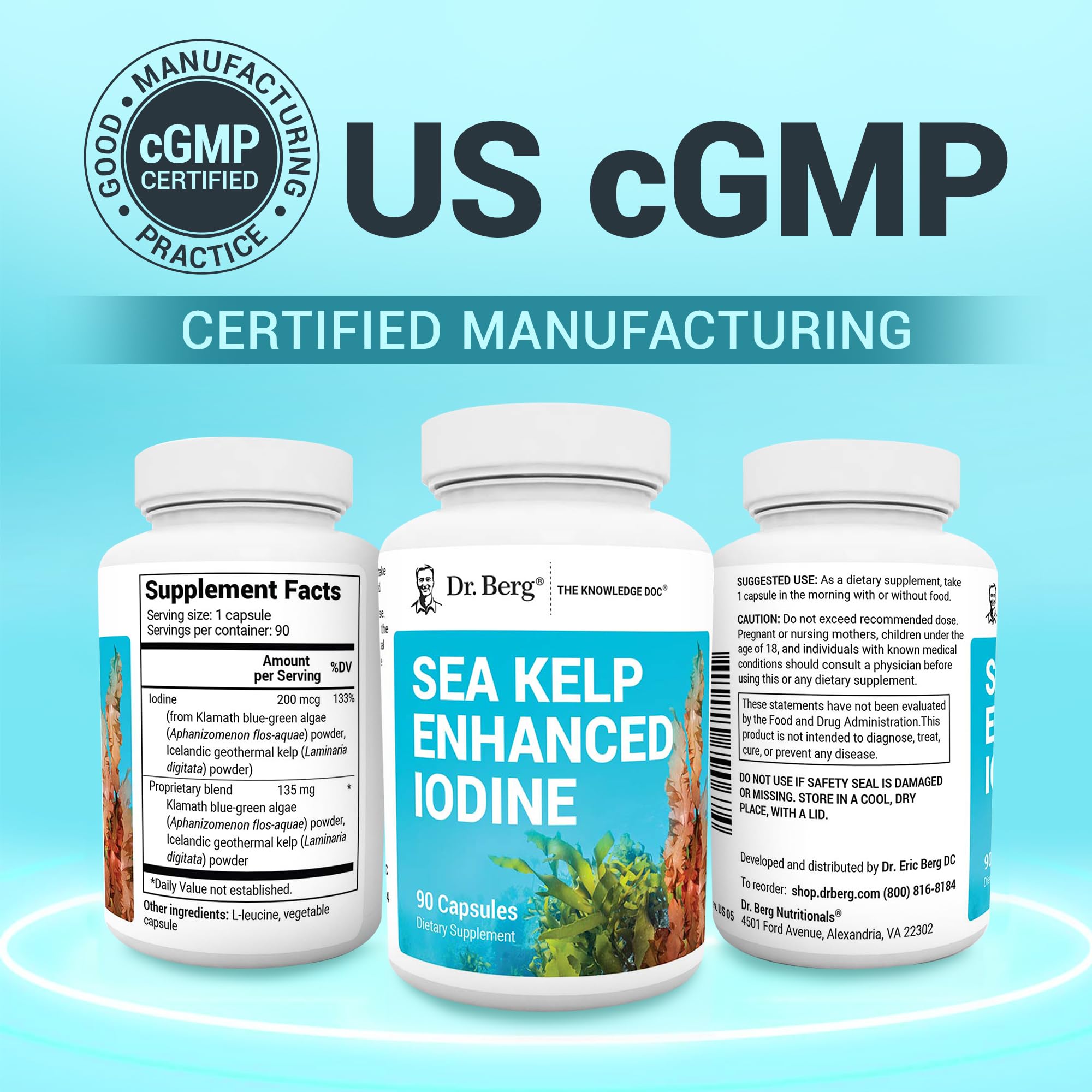 Dr. Berg Sea Kelp capsule poured into hand for daily use
