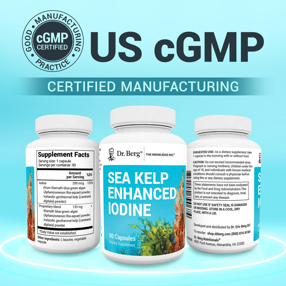 Dr. Berg Sea Kelp capsule poured into hand for daily use