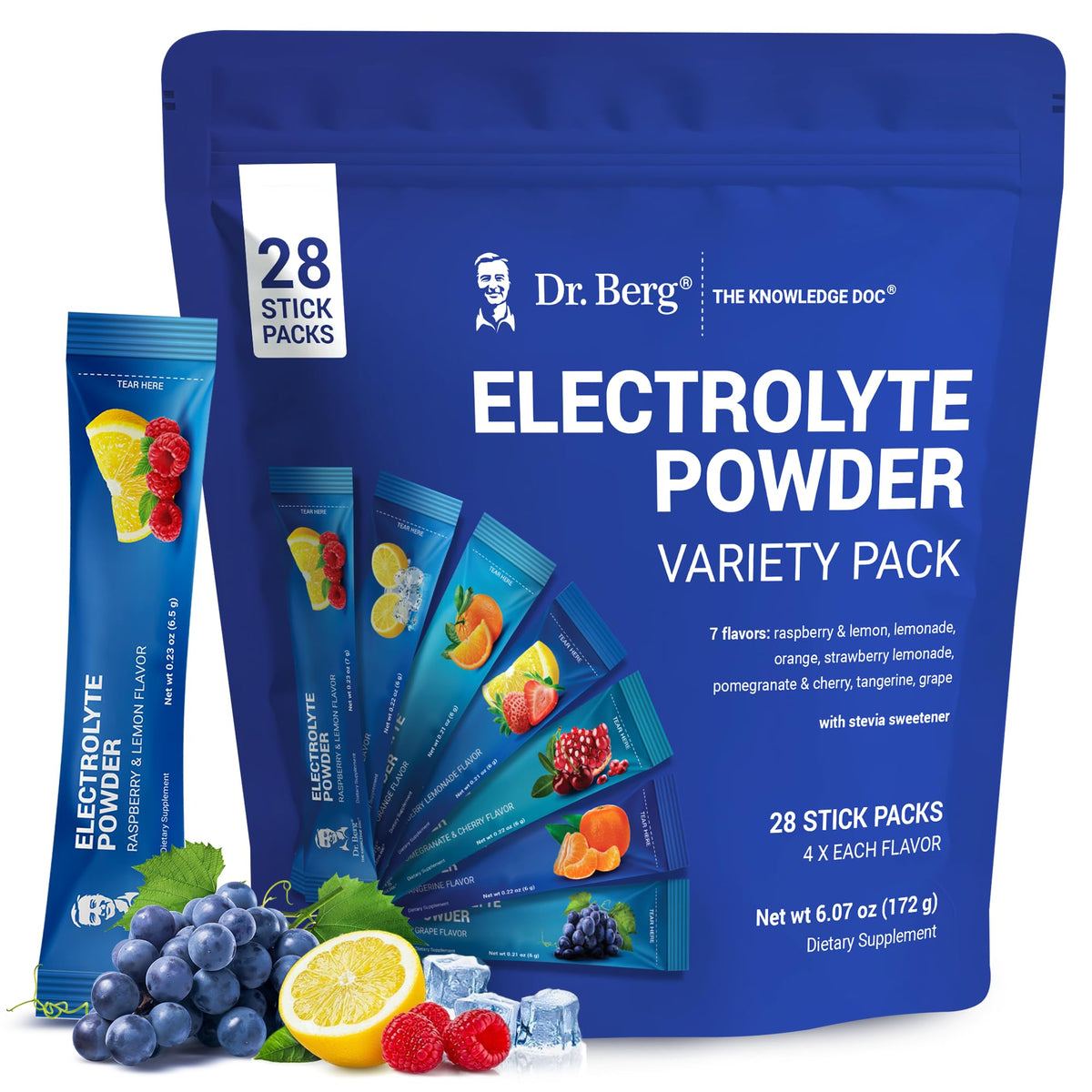 Dr. Berg Sugar Free Electrolyte Packets Variety Pack front, keto hydration options