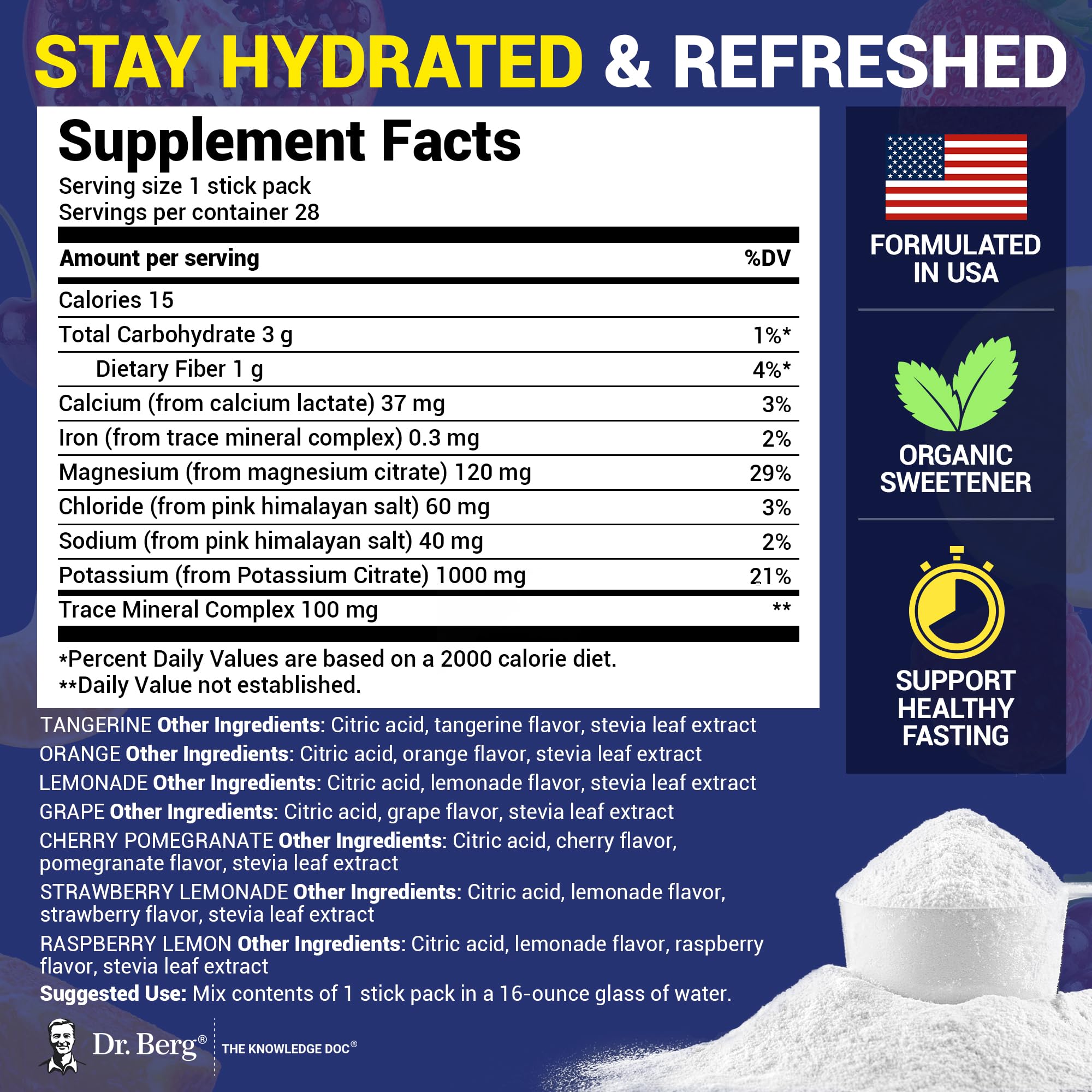 Dr. Berg hydration pouch ready to mix into water for on‑the‑go refreshment