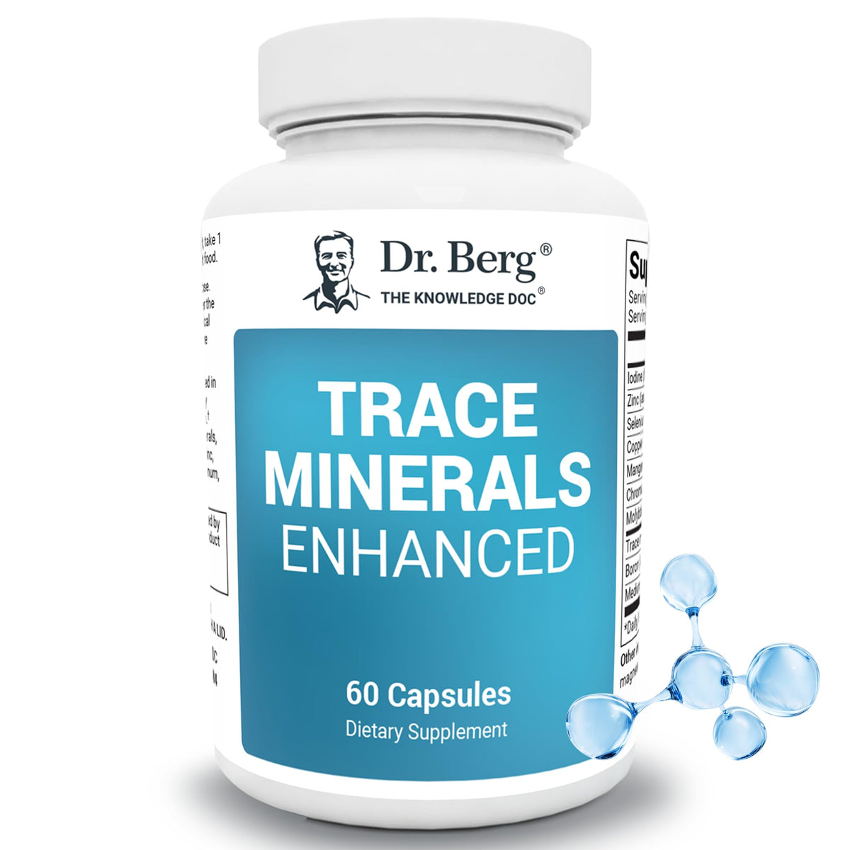 Dr. Berg Trace Minerals Enhanced bottle front showing daily mineral support