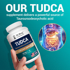 Dr. Berg Tudca packaging with branding on a clean countertop