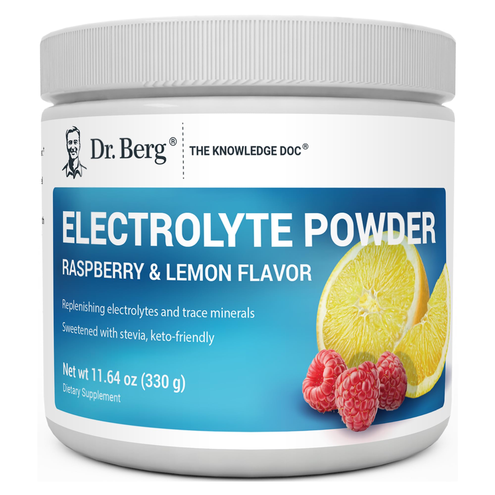 Dr. Berg Zero Sugar Hydration bottle being poured for steady electrolyte support during workouts