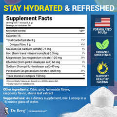 Dr. Berg Zero Sugar Hydration label closeup highlighting keto-friendly electrolyte blend