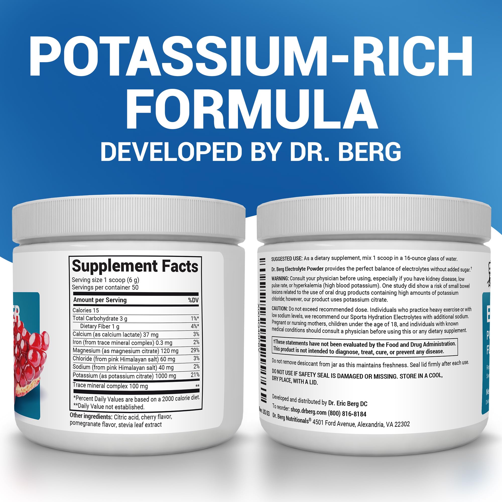 Pouring Dr. Berg Nutritionals hydration powder into a glass for sugar-free hydration.