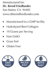 Dr. Bernd Friedlander collagen peptides powder in scoop, ideal for smoothies.