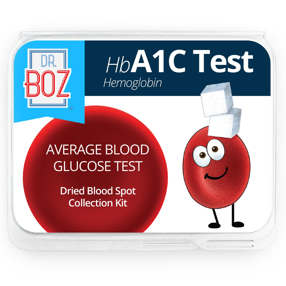 Dr. Boz HbA1c kit with lancets for at-home testing convenience.
