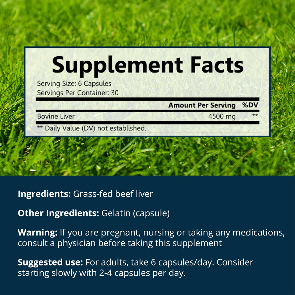 Dr. Boz beef liver label nutrition highlights vitamins and minerals for energy support