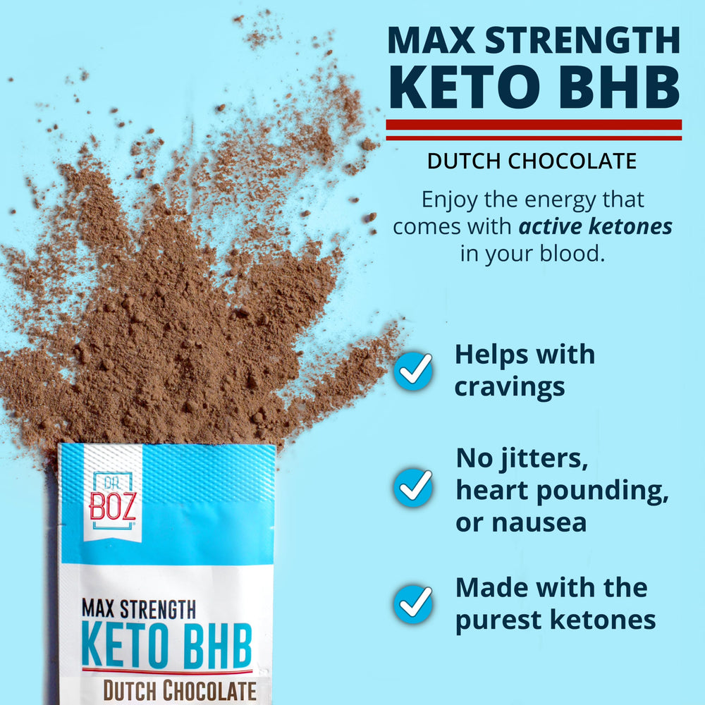 Dr. Boz Keto BHB powder mixing with water for quick energy boost